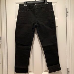 Gap Factory black girlfriend jeans with raw hem